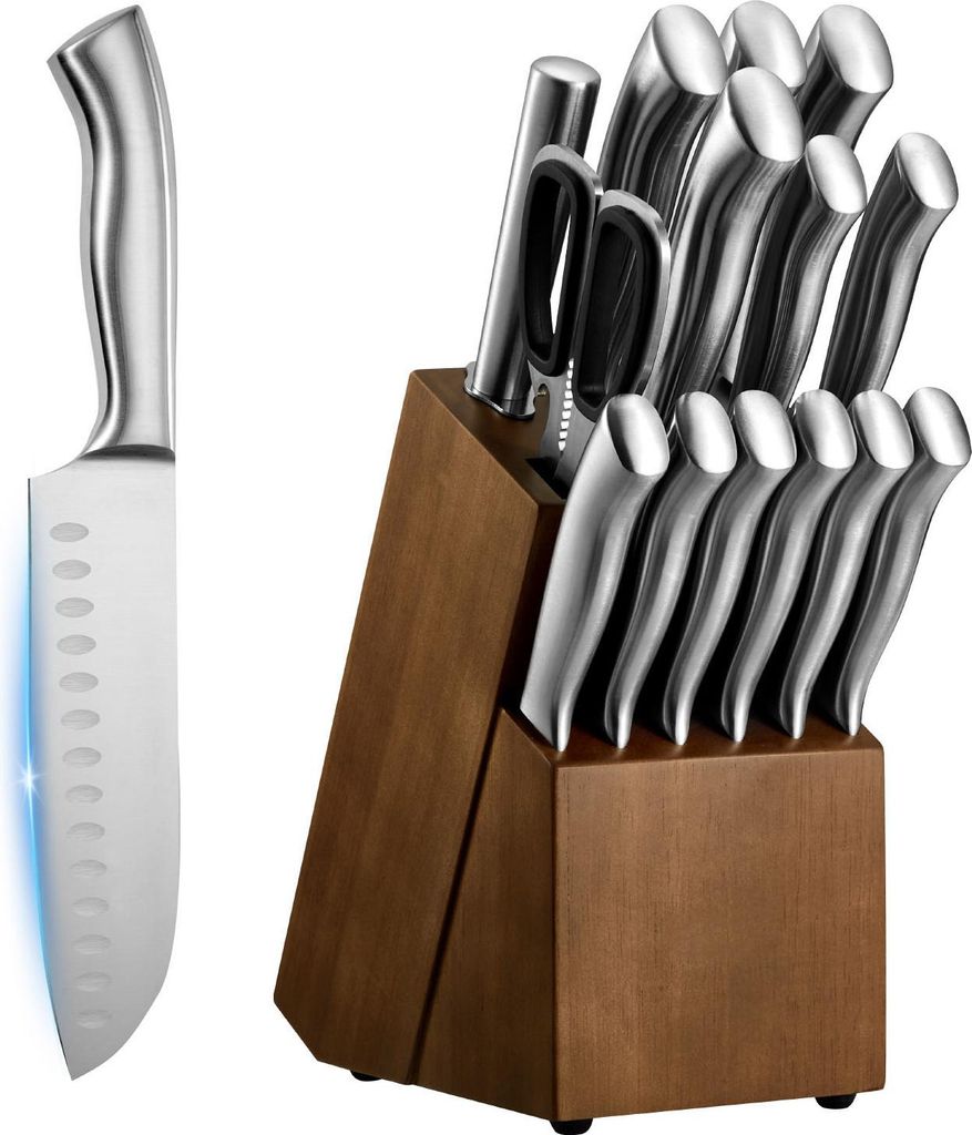 SucceBuy Set de 15 couteaux de cuisine avec bloc à couteaux Image du produit 