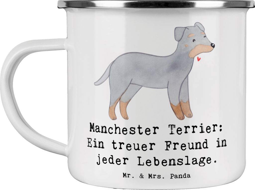 Mr. & Mrs. Panda Campingtasse Manchester Terrier Freundschaft - Weiß - Geschenk, emaillebecher, Teetasse, Hausbegleiter, Pott, Hunde, eleganter Hu...