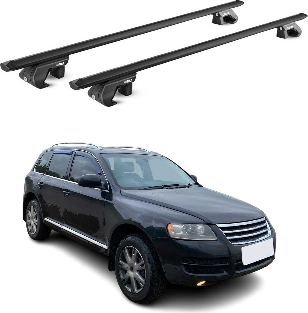 Dachträger Grundtäger für VW Touareg mk2 2010-2018 5 tür 90kg Alu Schwarz 2x ABE