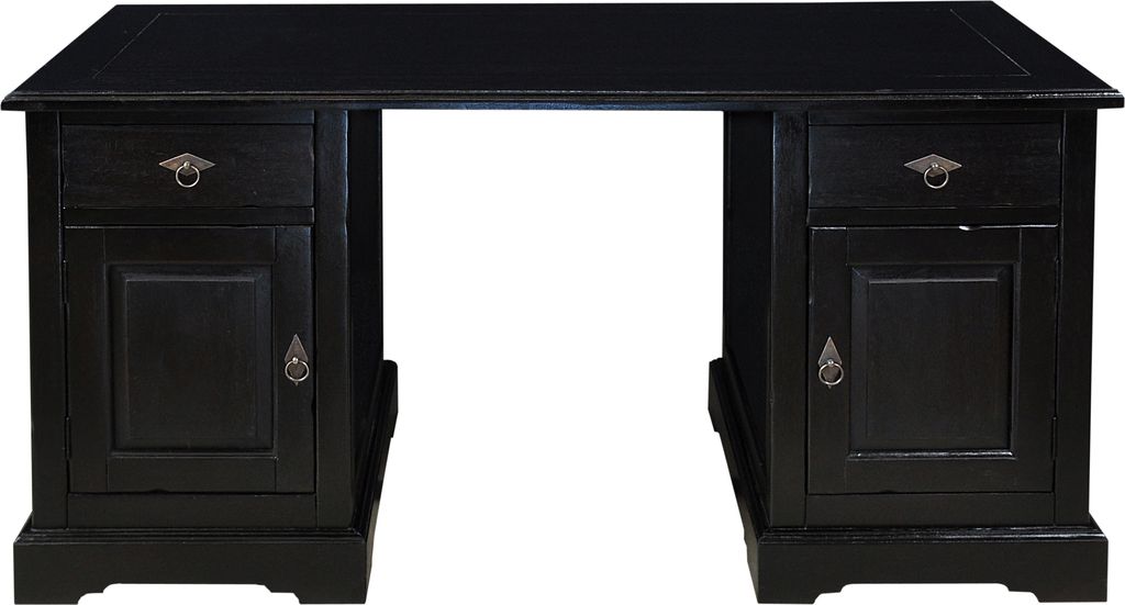 SIT Möbel Schreibtisch | 2 Schubladen, 2 Türen | Akazie-Holz | antikfinish | B 150 x T 68 x H 75 cm | 09807-30 | Serie SAMBA