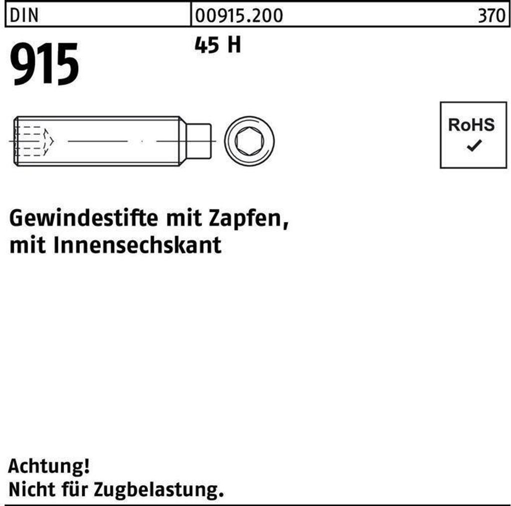 Reyher Gewindestifte DIN 915 45 H M 8 x 18 (200 Stück)