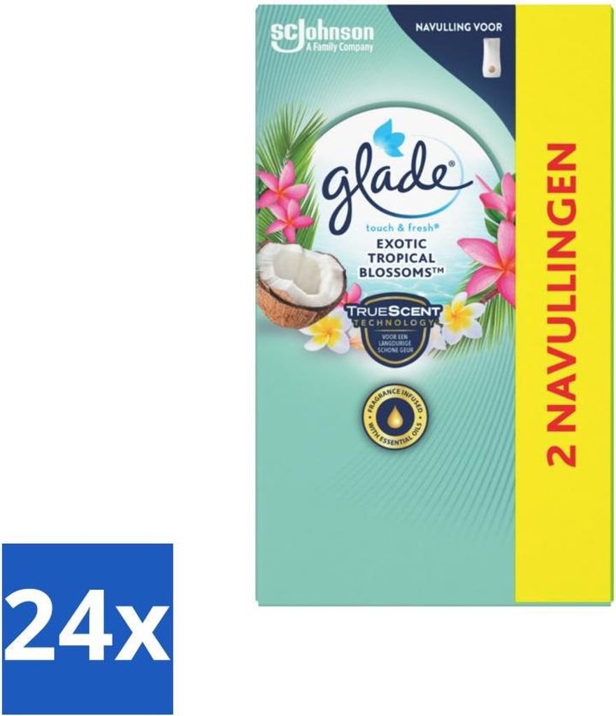 Glade - Touch & Fresh - Exotische Tropenblüten - 2x 10 ml - Vorteilspack - 24 Stücke