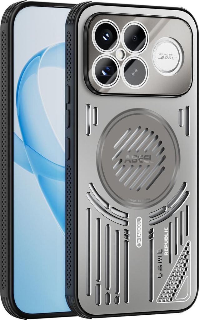 Magnetische Hülle für Xiaomi Poco F8 Ultra/Redmi K90 Pro Max mit Linsenabdeckung, Aluminium Stoßfestes Schutzhülle mit Wärmeableitung Grau