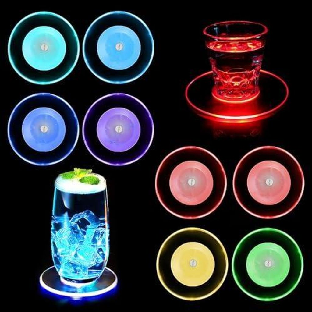8 Stück LED Untersetzer, Acryl Rund Wasserdichtes Produktbild 