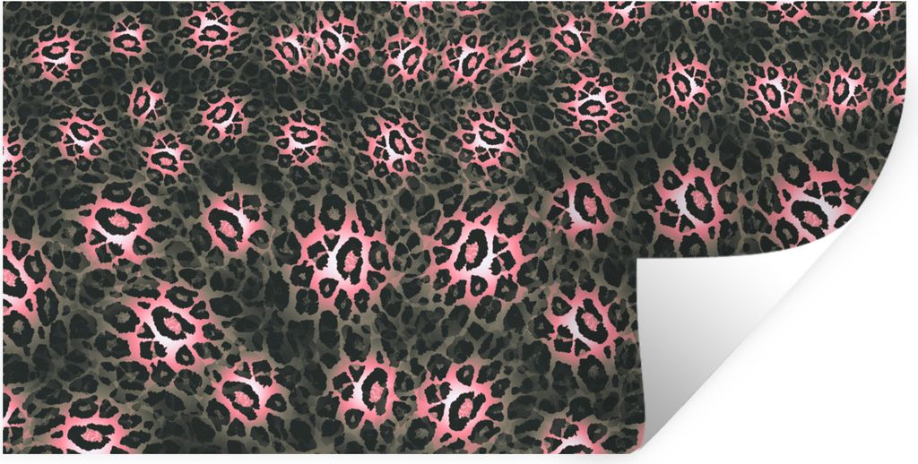 MuchoWow Wandtattoo Wandsticker Wandaufkleber Pantherdruck - Rosa - Grau - Muster 160x80 cm Selbstklebend und Repositionierbar - Sticker - Dekorf...
