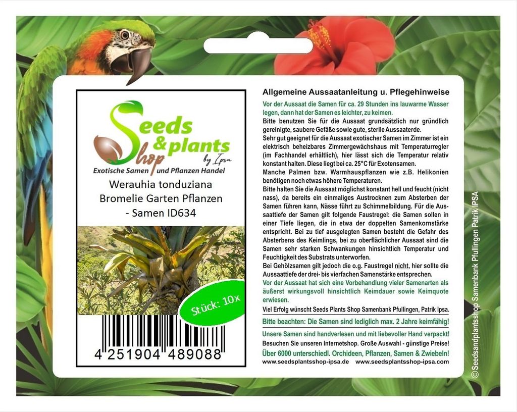 10x Werauhia tonduziana Bromelie Garten Pflanzen - Samen ID634