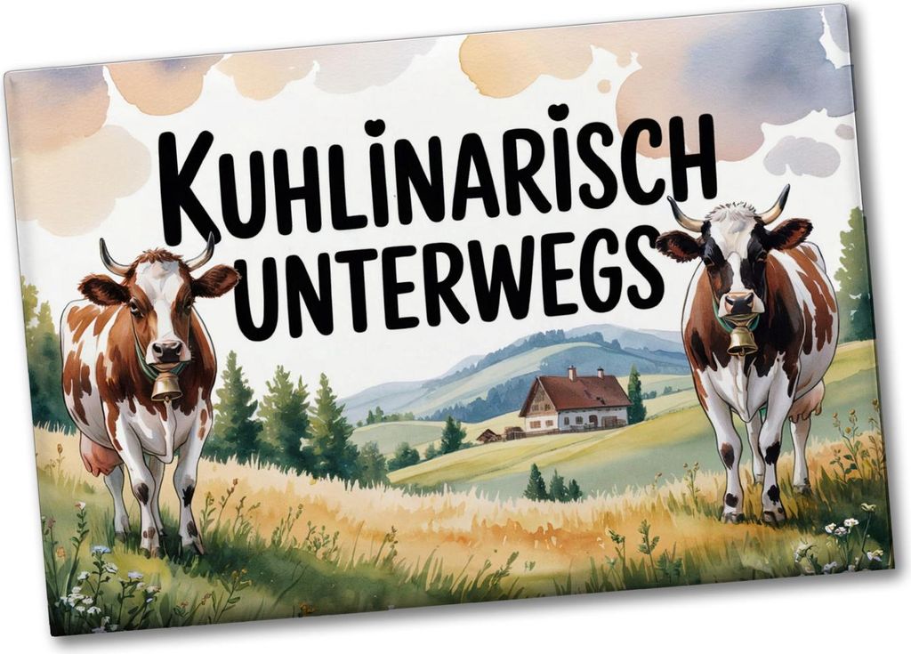 Kühe auf der Alm Kuhlinarisch Unterwegs Souvenir Souvenir Magnet Aquarell