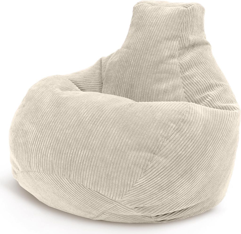 Green Bean Sitzsack mit Rückenlehne 80x80x90cm - Gaming Chair mit 230L Füllung Cordstoff - Bean Bag Bodenkissen Lounge Sitzhocker Relax-Sessel ...