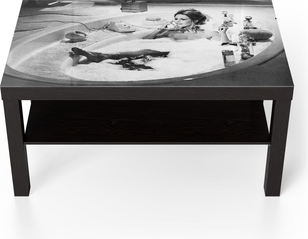 DEQORI Couchtisch 90x55 cm Schwarz 'Bad der Eleganz' Glas Beistelltisch Glastisch modern