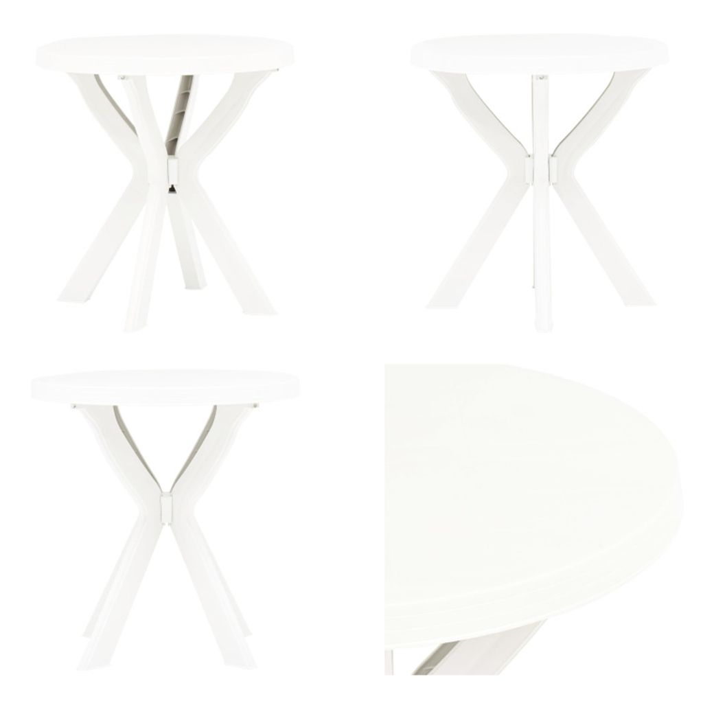 vidaXL Bistrotisch Weiß Ø70 cm Kunststoff - Gartentisch - Gartentische - Bistrotisch - Bistrotische