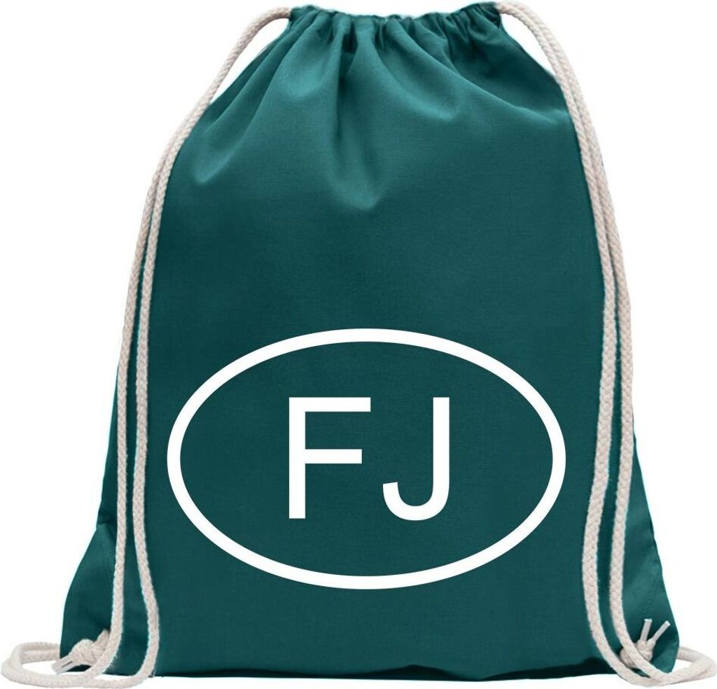 Kiwistar - Turnbeutel - petrol - Fidschi FJ - Fun Rucksack Sport Beutel Gymsack Baumwolle mit Ziehgurt