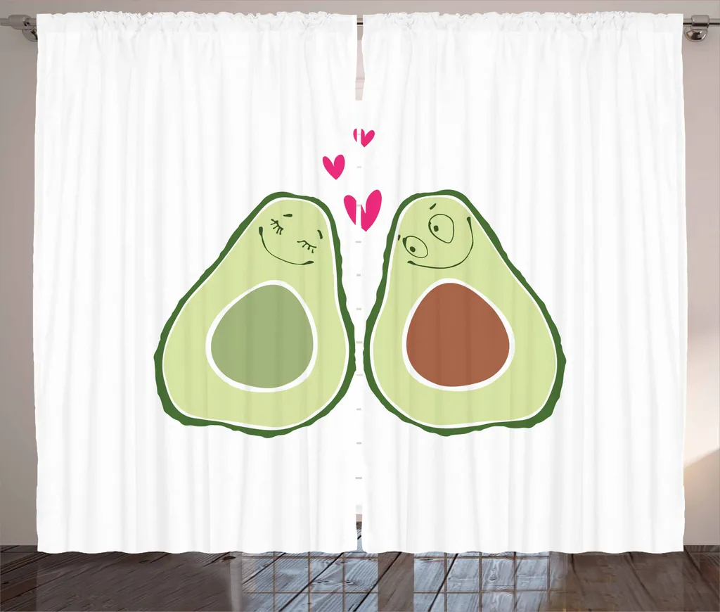 ABAKUHAUS Tenda rustica Avocado, tema matrimonio romantico, tenda con passanti e ganci per camera da letto, 280 x 245 cm, marrone chiaro verde rosa