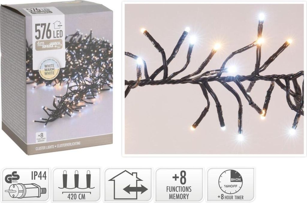 Lampki choinkowe 576 LED timer ciepły biały Zdjęcie produktu 