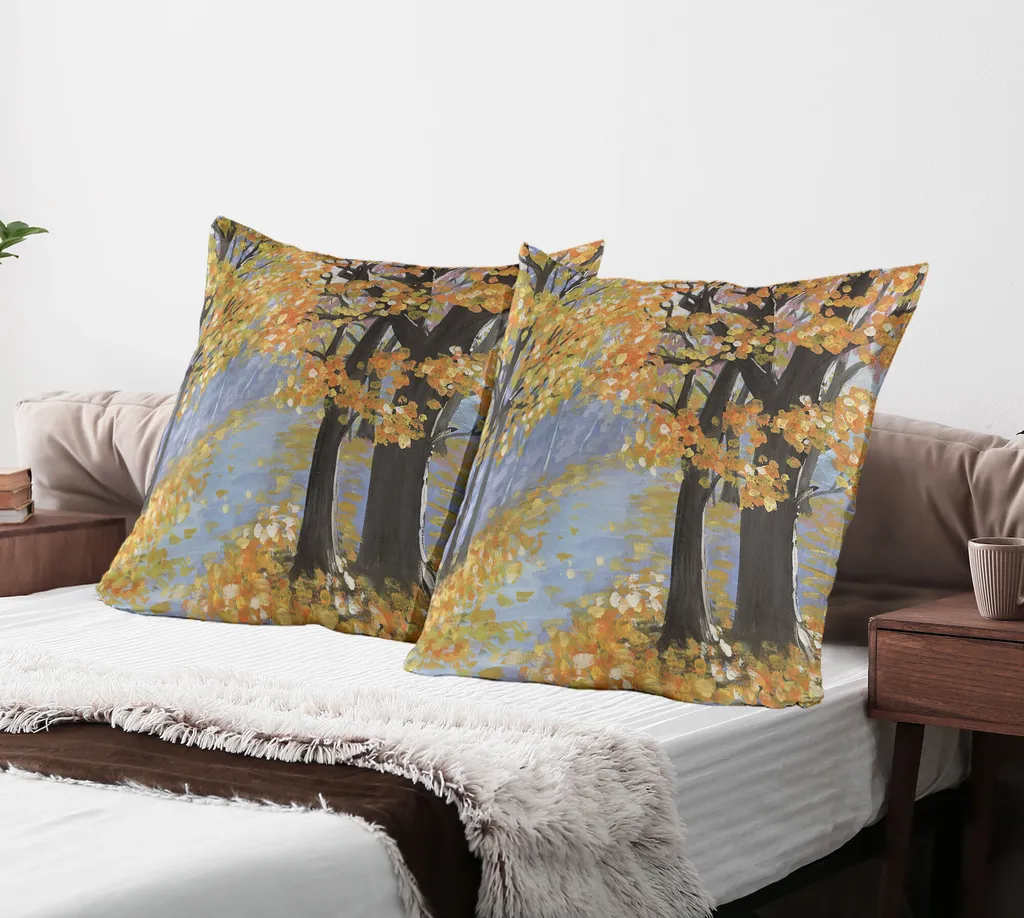 Federe 80x80 ABAKUHAUS Paesaggio Autunno - Set da 2 Morbide - 1