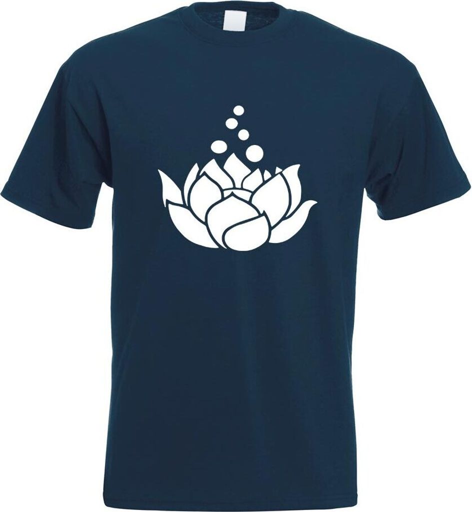 Kiwistar - T-Shirt - Navy - Lotosblumen - Lotusblüte Motiv Bedruckt Funshirt Design Print - mit Motiv Bedruckt - Funshirt Design - Sport - Freizei...