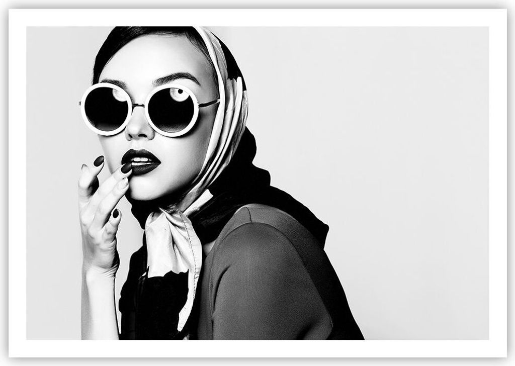 Poster - Poster ohne Rahmen - Frau Brille Jahrgang - 100x70 cm - Wand Bild - Wanddeko - Wandbilder - Kunstposter - Wandposter - Bilder - Kunstdruck...