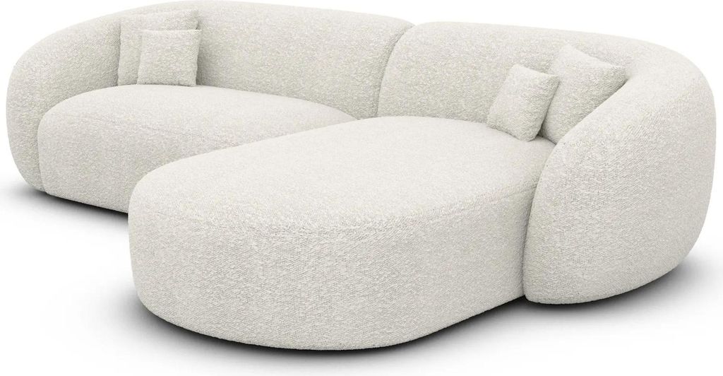 Bouclé L-Form Sofa Gaia Weiß Rechts