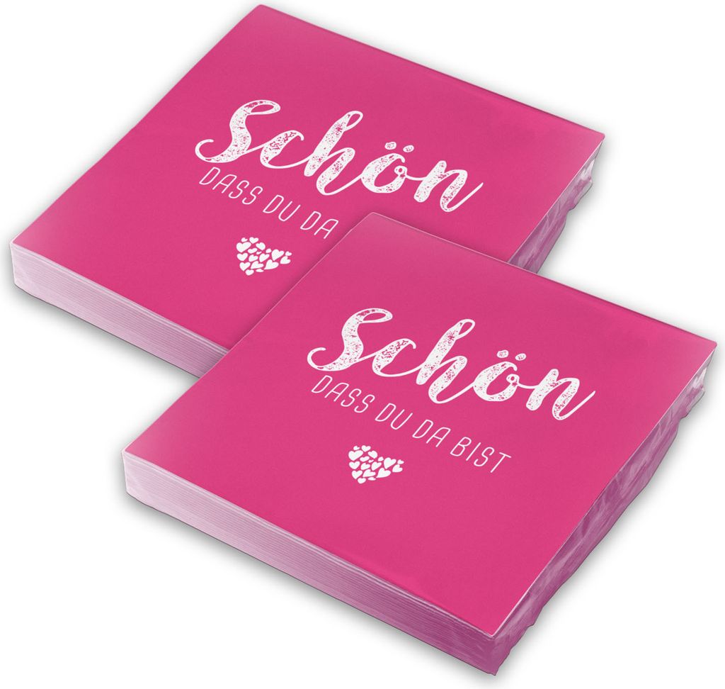 itenga 40x Serviette Schön dass du da bist fuchsia pink (Pantone 226 U)