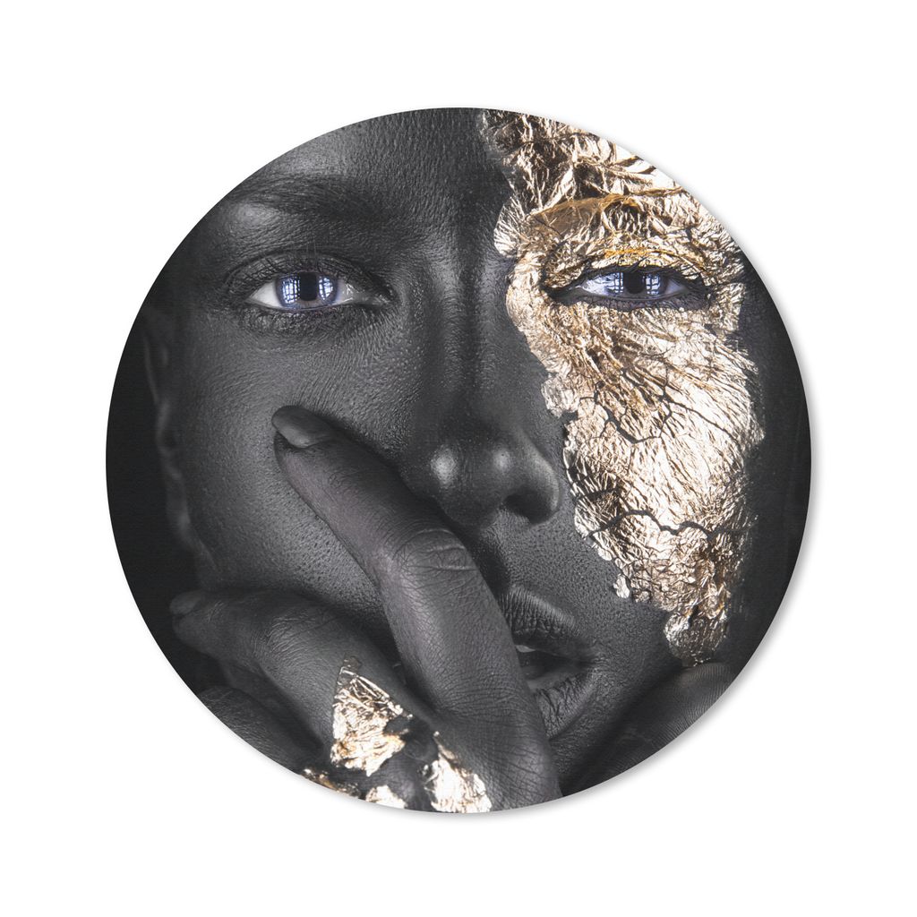 MuchoWow Mauspad Mousepad Frau - Gold - Schwarz - Make-up - Luxus 40x40 cm - Mousepads - Maus Mat - Pad - Mausunterlage - Schreibtisch Accessoires