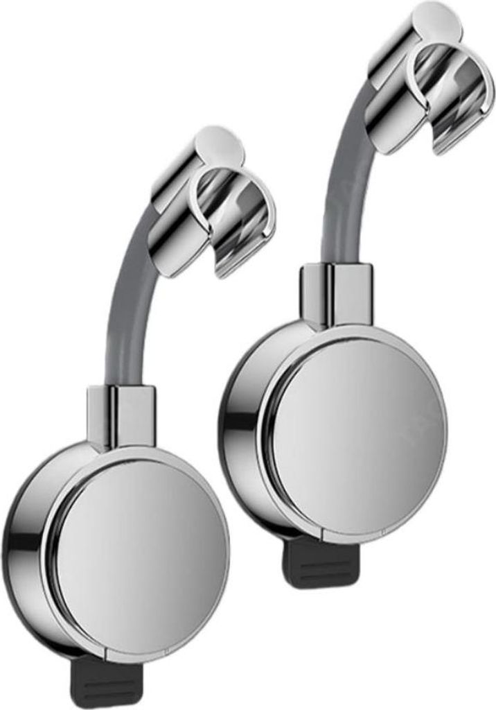 INF Doppel Saugnapf Duschhalter ABS 720° verstellbar 2er Set für Handbrausen Silber