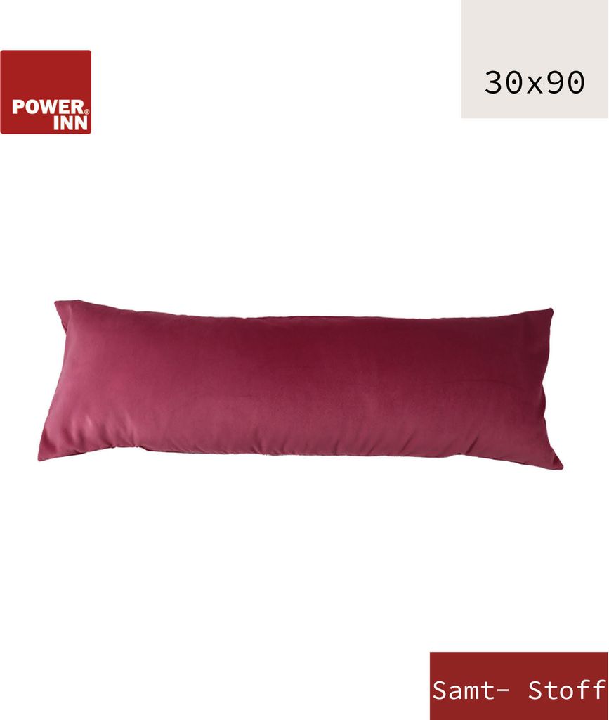 POWER INN Kissenbezug | 30x90cm | Pink | Samtstoff | Kissenhülle | Waschbar bei 30°C