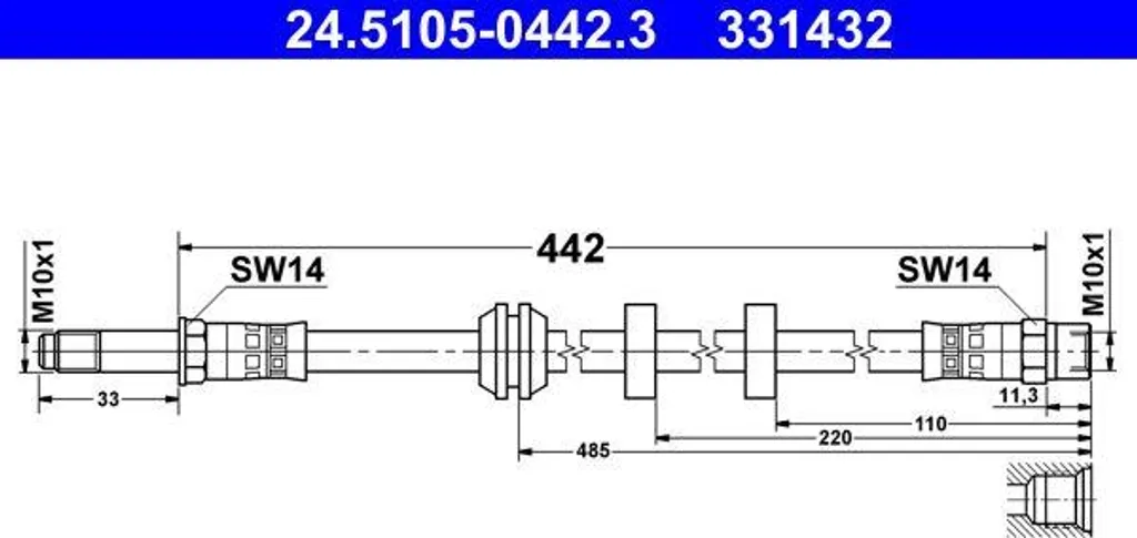 Scheda Tecnica Tubo Freno ATE 24.5105-0442.3 - Equivalente OE 1H0611701