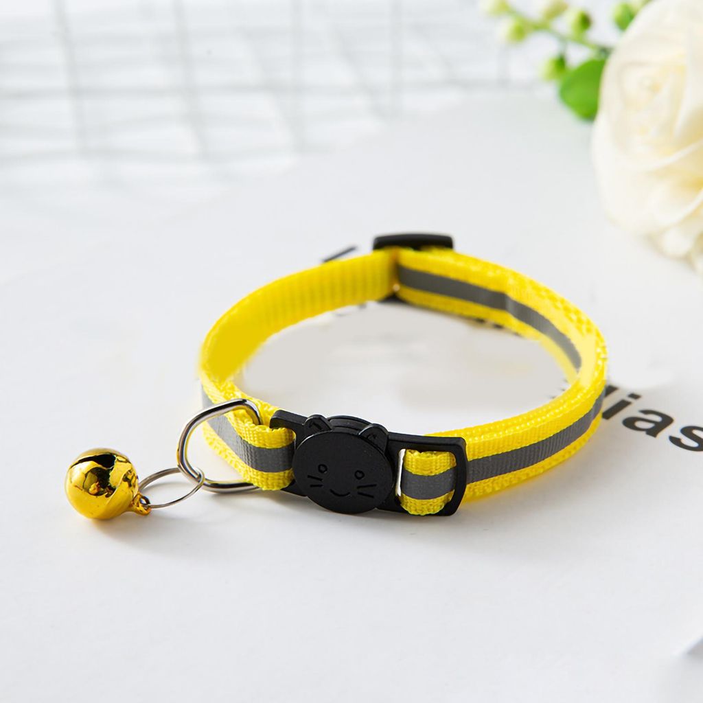 Pet Bell Collar Safety Schnalle Verstellbare reflektierende Katze mit für Hunde Welpen Kittensauer Gelbe