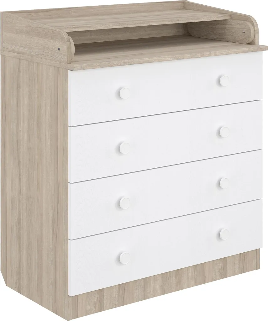 Optimiser l'espace bébé : Commode à langer 800 Shefa Kids Orme et Blanc