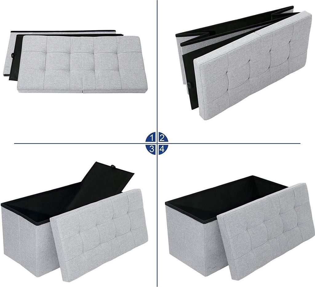 SONGMICS Sitztruhe 76x38x38cm Halbdeckel 80L aus Leinen Produktbild 7