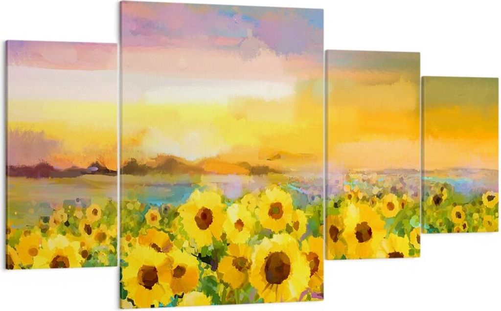 Bild auf Leinwand - Leinwandbild - Sonnenblumen Blume - 160x90cm - Wand Bild - Wanddeko - Leinwanddruck - Bilder - Kunstdruck - Wanddekoration - Le...