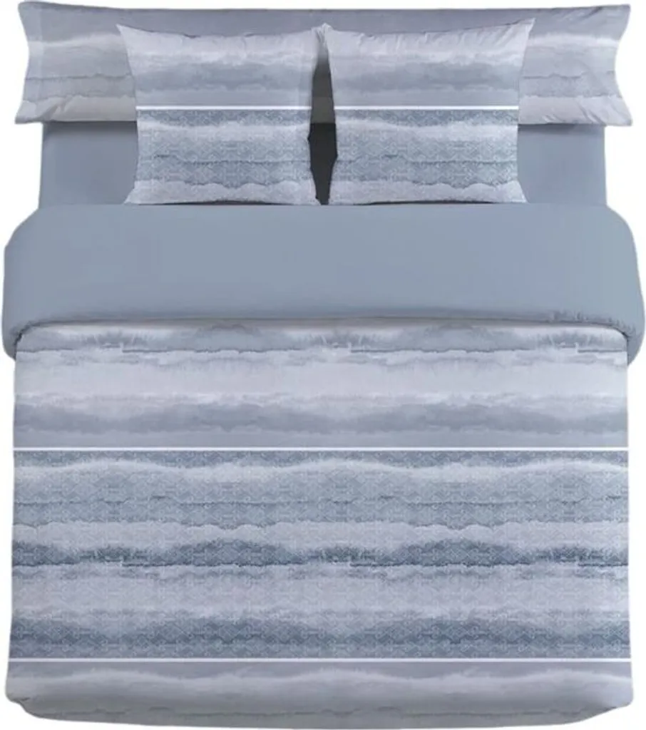 Housse de couette Pierre Cardin NINA bleue king size 4 pièces haut de gamme