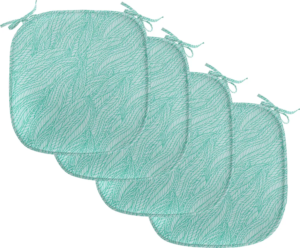 ABAKUHAUS Lot de 4 Coussins de Chaise Teal 40x40cm Feuilles Abstraites