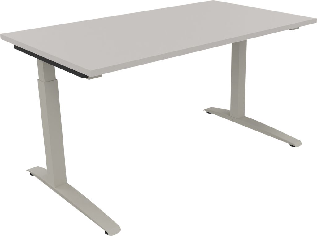 Schreibtisch Kufe Einzels. Quadrat B1400xT800xH650-850 si/Lichtgrau