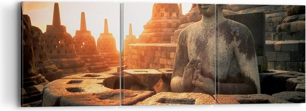 Bild auf Leinwand - Leinwandbild - Buddha Glaube Asien - 90x30cm - Wand Bild - Wanddeko - Wandbilder - Leinwanddruck - Bilder - Kunstdruck - Wandde...