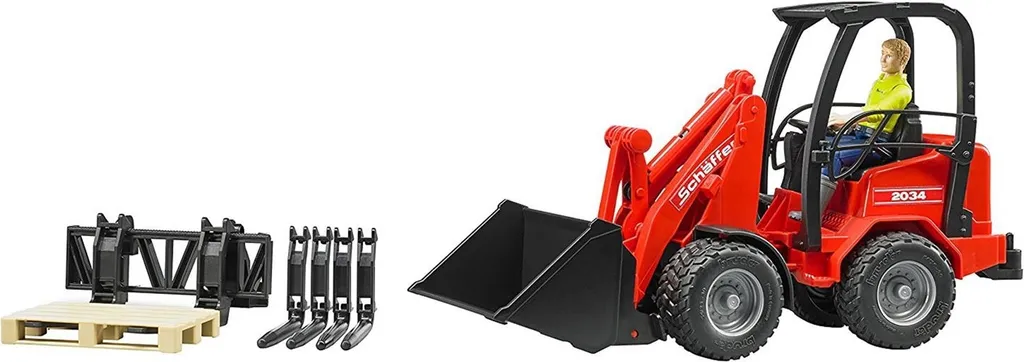 Jouet agricole : Chargeur Schäffer 2034 Bruder avec fourche et pelle 02191