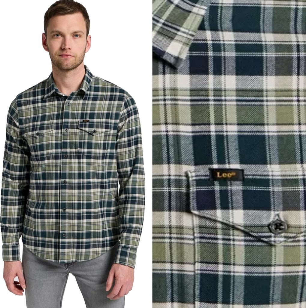 Lee Regular Shirt Grün Grün Kariertes Baumwollhemd Regular Fit M