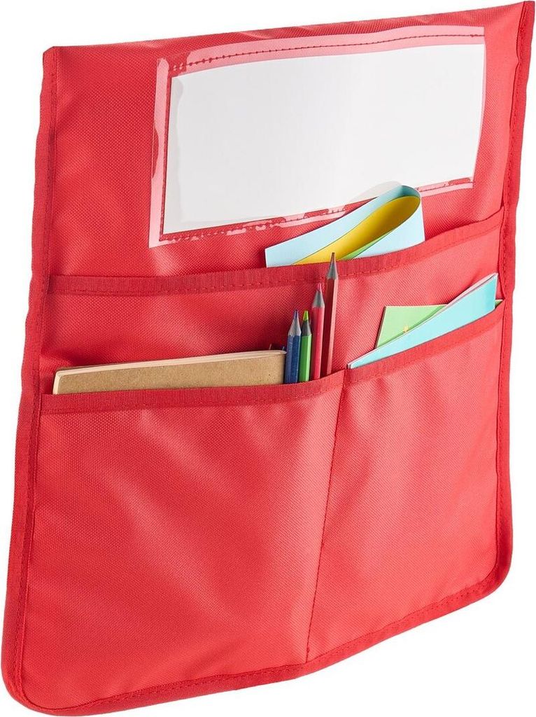 Chair Pockets for Classroom, 12 Pack, 17 x 19 Inches Chairback Buddy Pocket with Name Tag, 6 Bright Colors, Back of Chair Organizer for Kids in Cla...