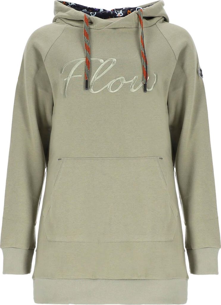 Leitfeuer Damen Scuba-Hoody Oversized in langer Passform - Kapuzenpullover mit Kängurutasche in Khaki Größe 3XL