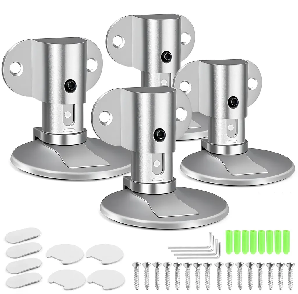Butée de porte magnétique en acier chrome forme ovale - Lot de 4 pièces