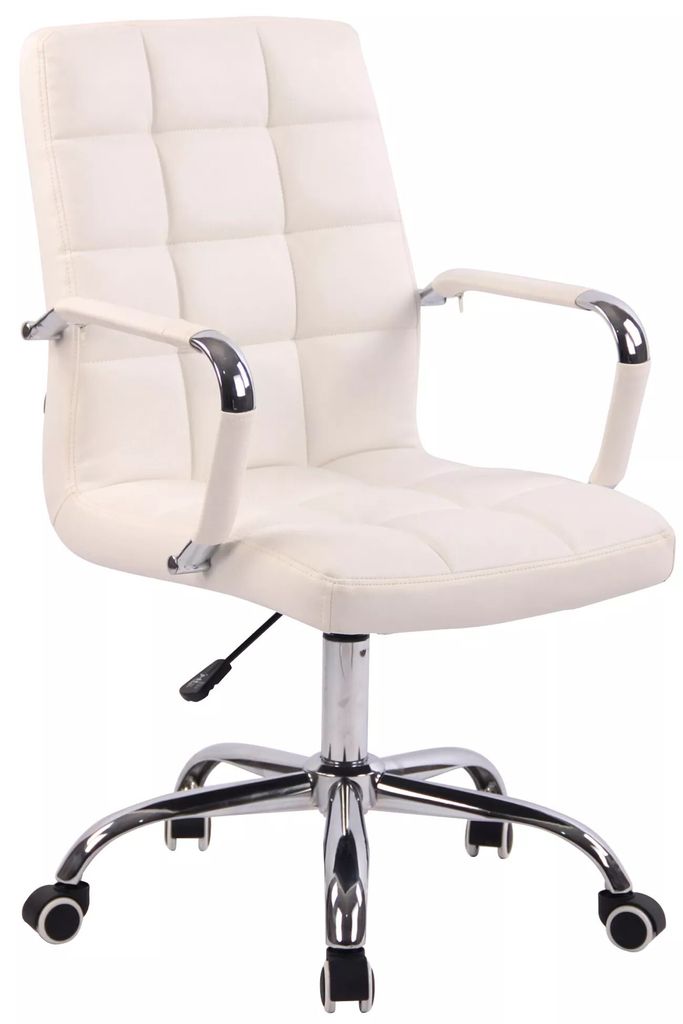 In And OutdoorMatch Florina Bürostuhl Marquise - Weiß - Auf Rollen - Kunstleder - Für Erwachsene - Ergonomischer Bürostuhl - Höhenverstellbar ...
