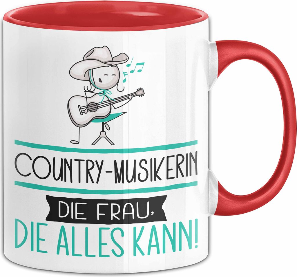 Country-Musikerin Geschenk Tasse Becher Die Frau Die Allen Kann Geschenkidee für eine Country-Musikerin Lustig (Rot)