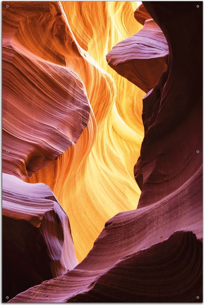 Wallario Outdoor-Poster für Garten oder Balkon, Motiv Schlucht aus Sandstein in Arizona Antelope Canyon, in ca. 61 x 91,50 cm