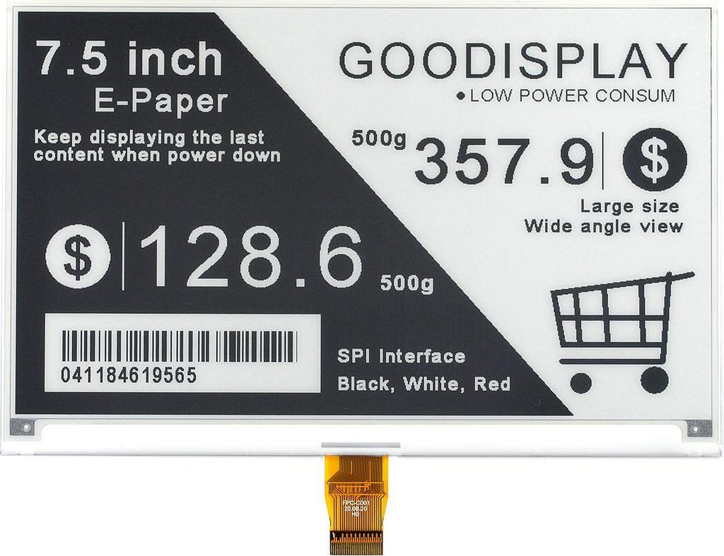 GoodDisplay 7.5inch E-ink Screen 800x480 E-Paper Display GDEY075T7