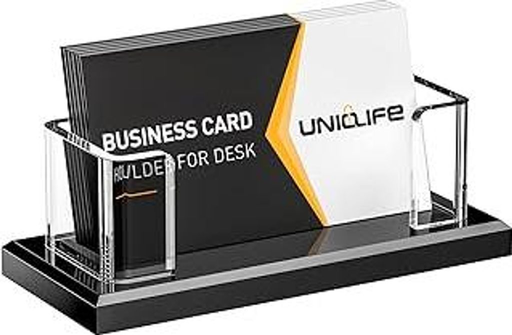Uniclife Acryl Visitenkartenhalter 1 Slot horizontal 60 Karten Kapazität, klarer Namenskartenständer für Desktop im Büro Zuhause oder Ausstellu...