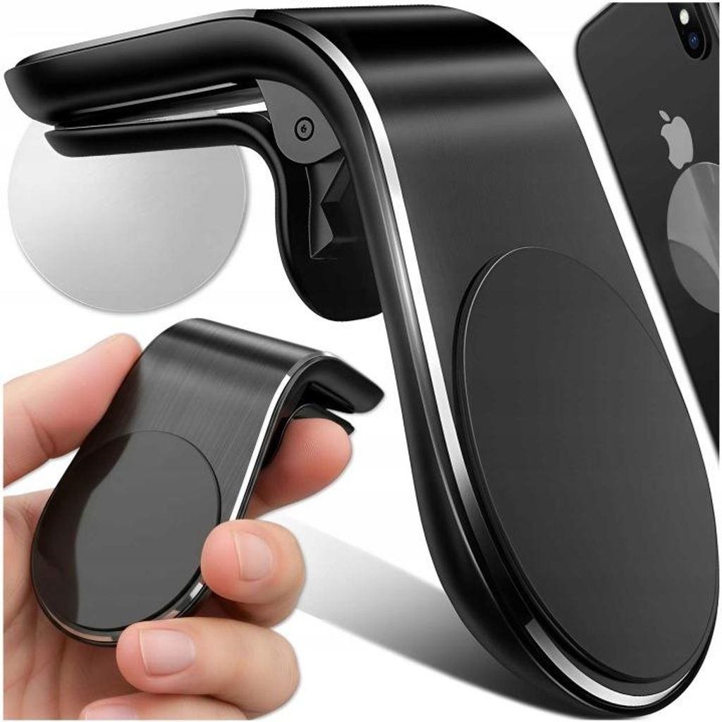 Magnetische Handyhalterung Auto Lüftungsgitter Stark Neodym Magnet 360° Drehbar Stabil Aluminium Schwarz Universal
