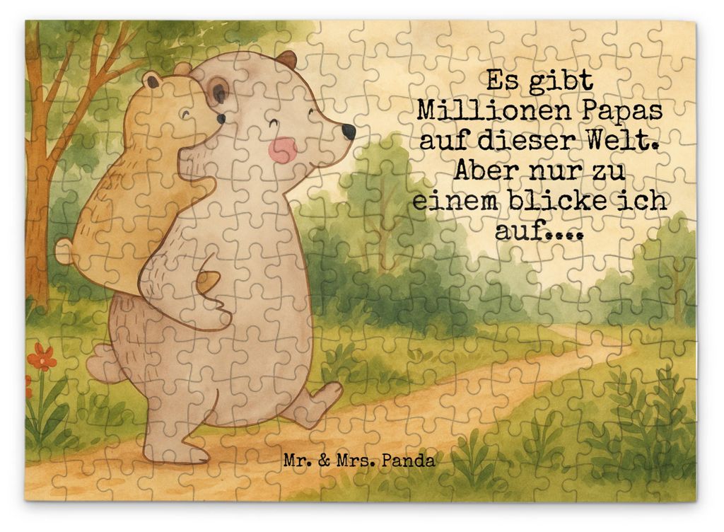 Mr. & Mrs. Panda Puzzle Papa Bär Design 192 Teile - Weiß - Geschenk, Vatertag, 500, Muttertag, Vater, Geburtstag, 2000, 1000, Bester, Puzzlespiel...