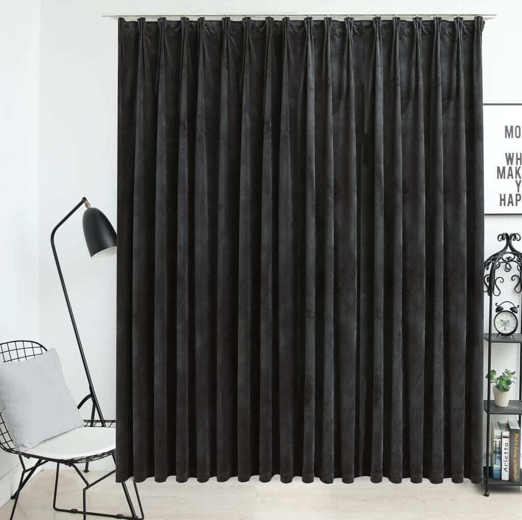 "im Angebot" Verdunkelungsvorhang mit Haken Samt Anthrazit 290x245 cm - Gardinen & Vorhänge CC142