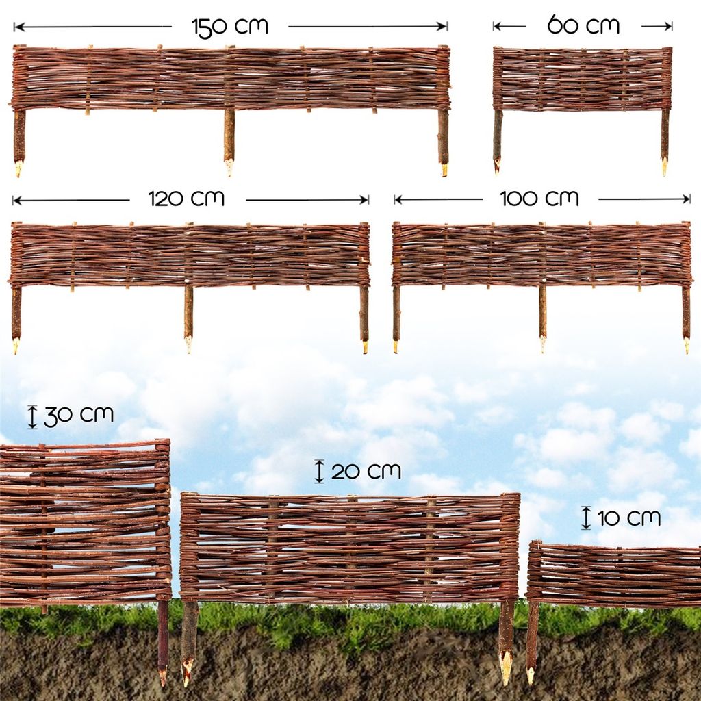 Rasenkante Holz 100 cm Beeteinfassung Beetbegrenzung Beetzaun Beetumrandung TOP