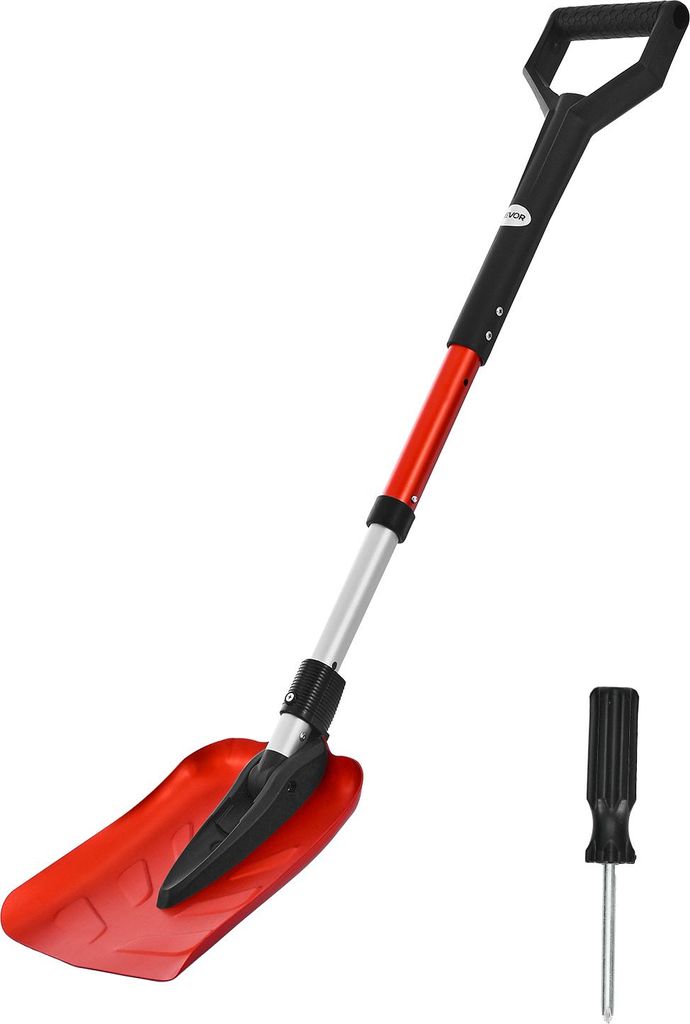 VEVOR Schneeschaufel, 22 cm Schneeräumer mit D-förmigem Griff, Schneeschieber 910–1020 mm, Schneeschippe, Schneeschüppe, Schneeräumwerkzeug a...