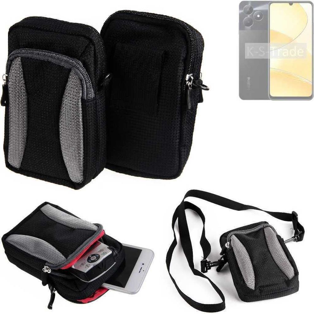 K-S-Trade Holster Schutz Hülle kompatibel mit Realme C51s Handy Hülle Gürteltasche Umhängetasche mit Zusatzfach schwarz